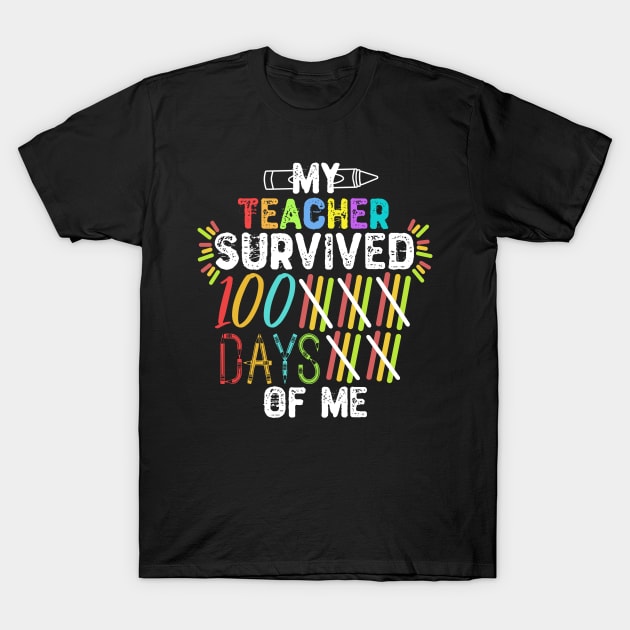 My Teacher Survived 100 Days Of Me - Funny Gift for Students T-Shirt by Yyoussef101